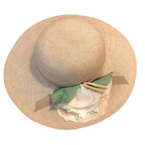 Betmar Summer Hat Tan Flower& Ribbon Size 7”